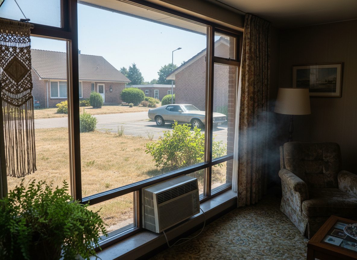 Airconditioning installatie bij bakstenen woning in Vlaanderen