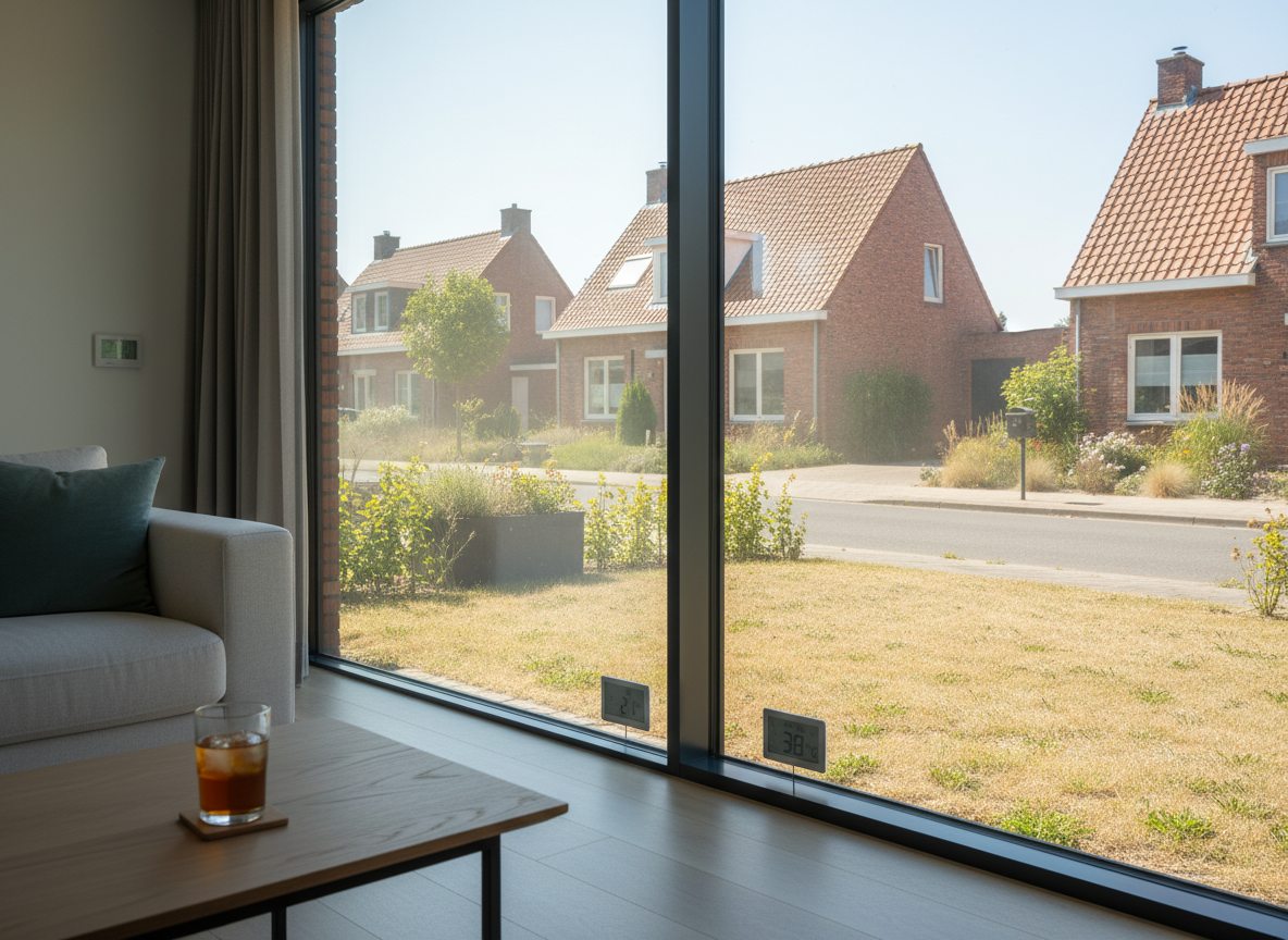 Airconditioning installatie bij bakstenen woning in Vlaanderen